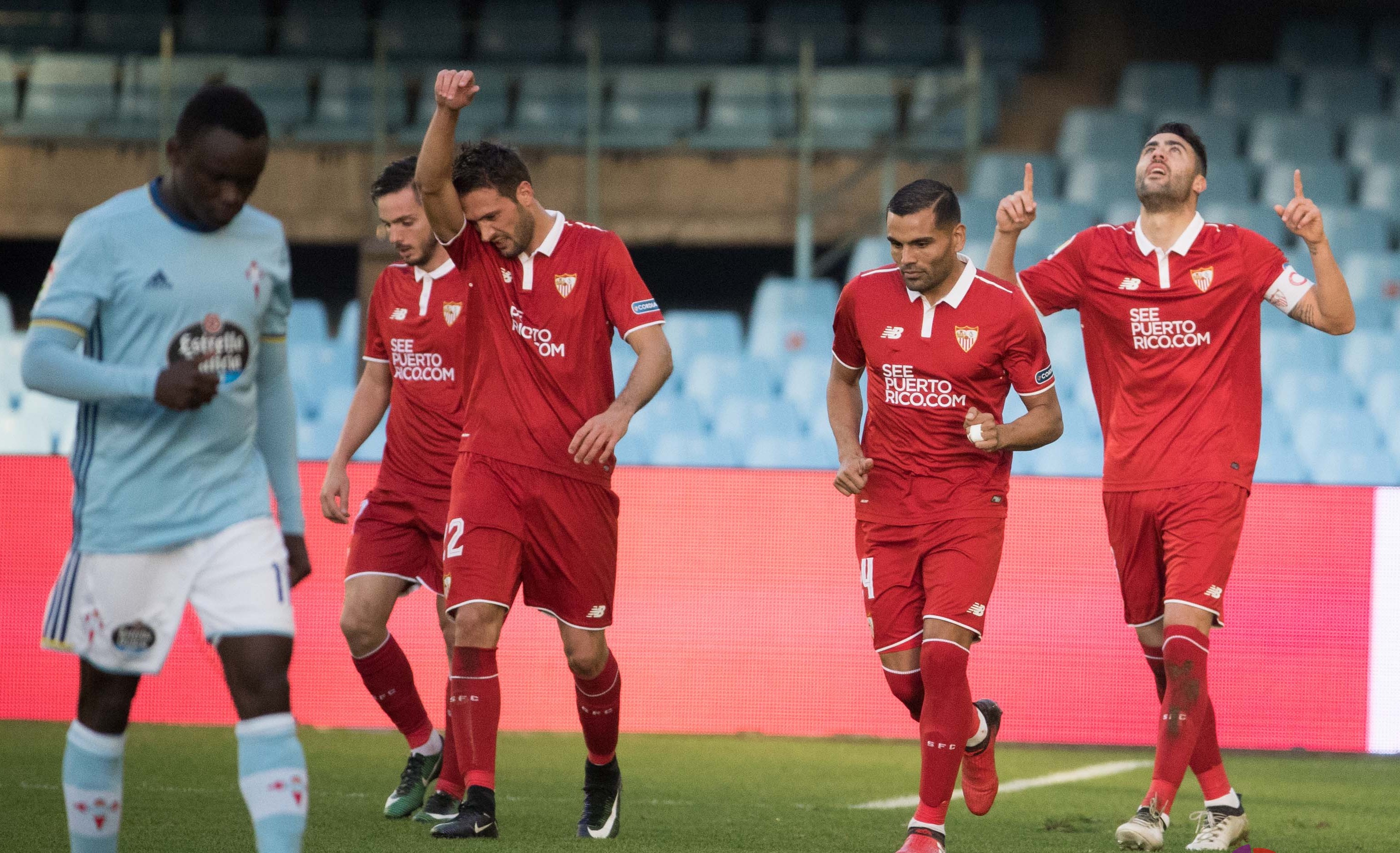 Iborra celebrates his goal in Vigo