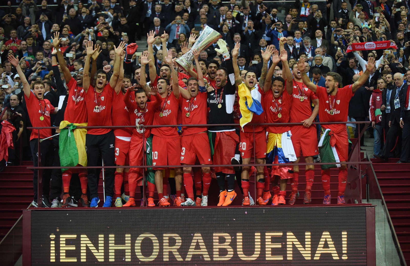 Sevilla FC celebrate their fourth UEFA Europa League
