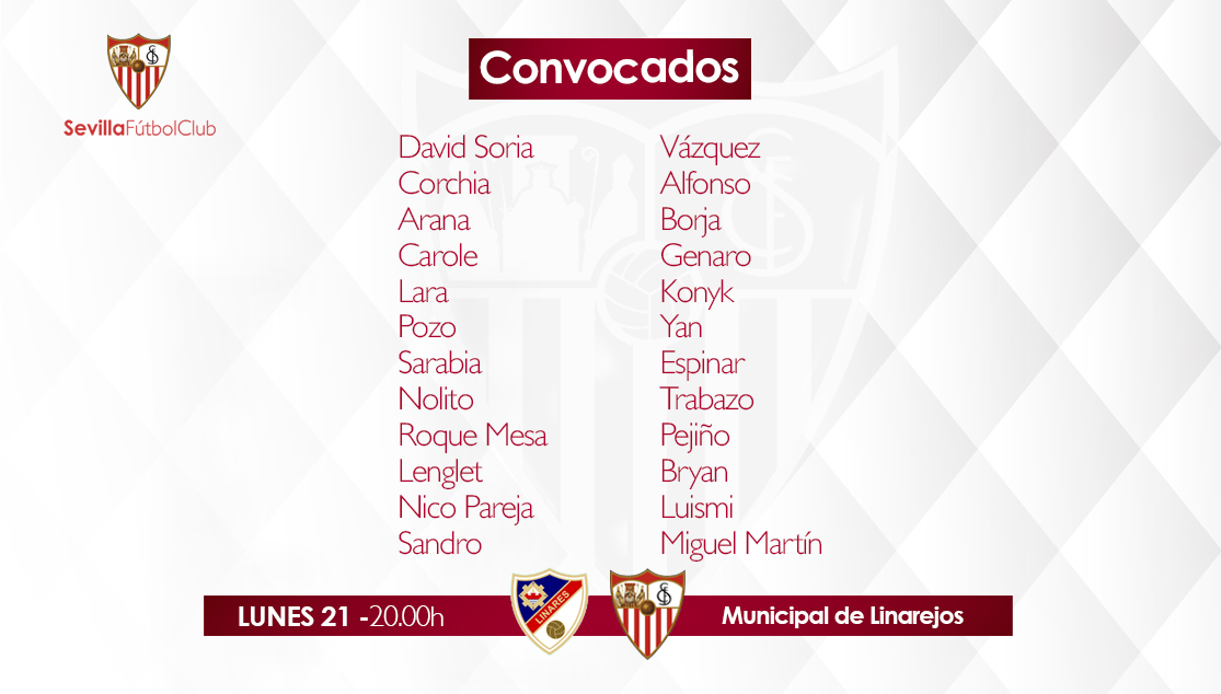Convocatoria del Sevilla FC para el amistoso en Linares