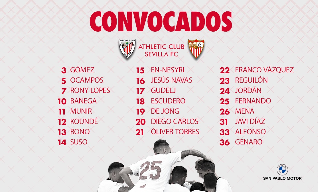 Lista de convocados del Sevilla FC para visitar San Mamés