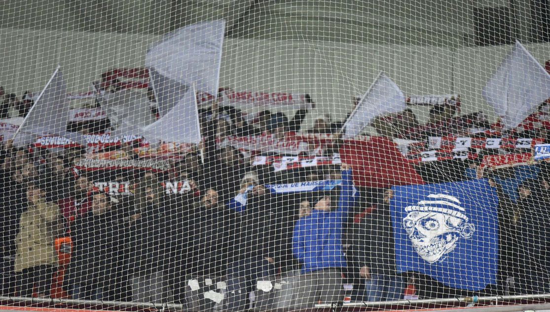 Afición del Sevilla FC en Lyon