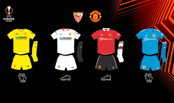 Equipaciones para el partido de UEFA Europa League entre el Sevilla FC y el Manchester United FC