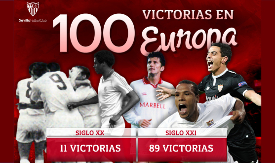 100 wins for Sevilla FC in Europa