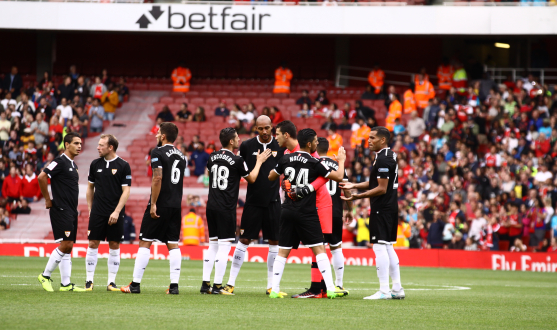 Sevilla FC against Arsenal in the Emirates Cup