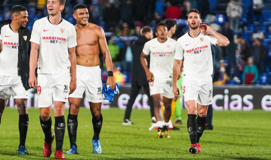 Sevilla FC celebrating their win over Getafe away