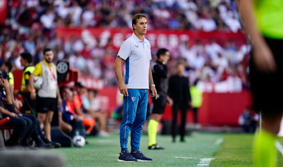 Julen Lopetegui coaches his team from the bench