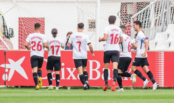 El Sevilla Atlético celebra su gol ante el Cádiz B
