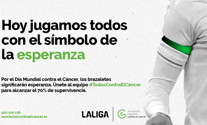 Brazaletes verdes en la jornada liguera contra el Cáncer 