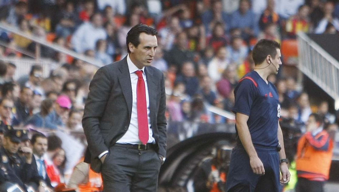 Unai Emery en el Valencia-Sevilla de la Jornada 32 de Liga.