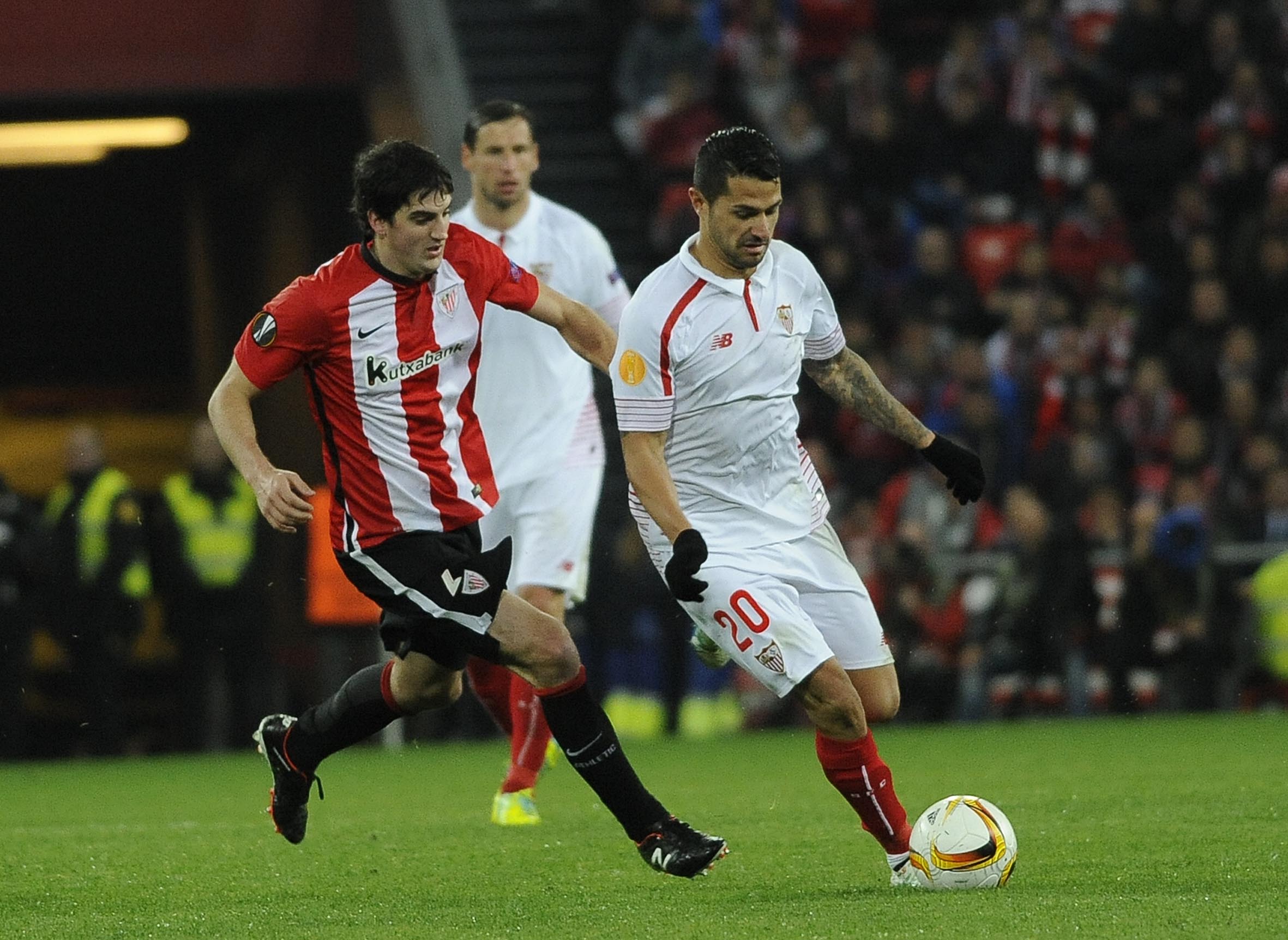 Vitolo durante el Athletic-Sevilla de cuartos de final de Europa League