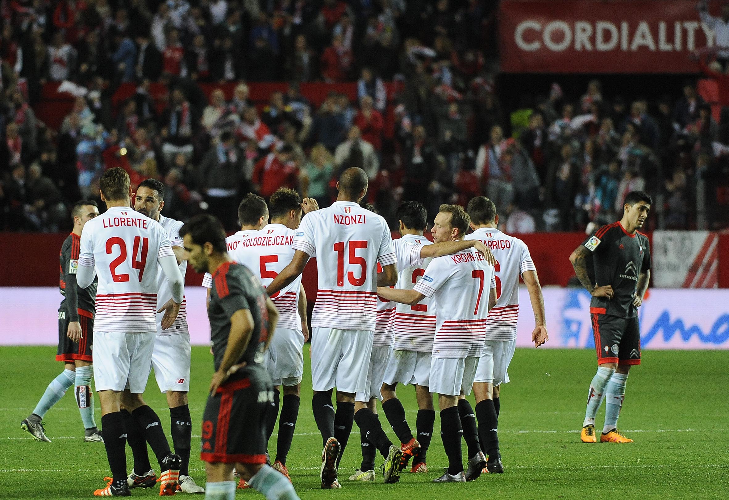 Celebración del cuarto gol del Sevilla FC-Celta