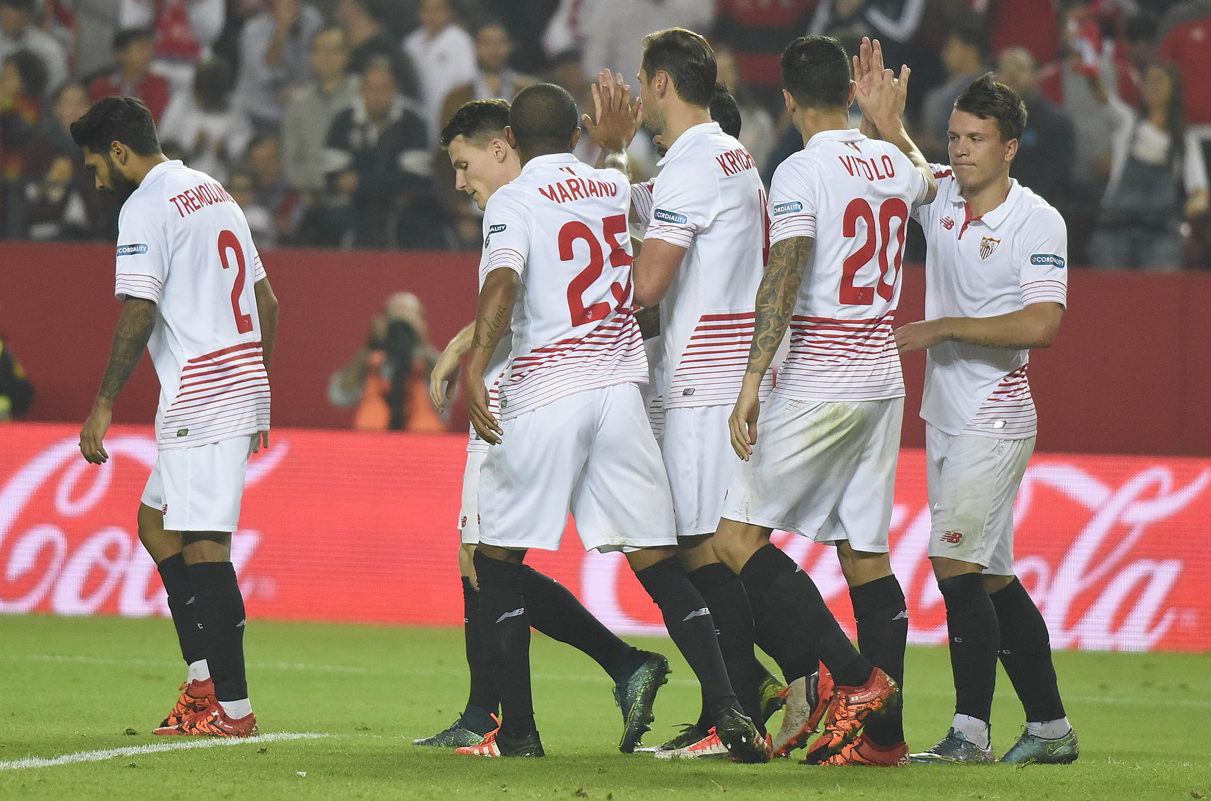 Celebración de gol del Sevilla FC al Getafe