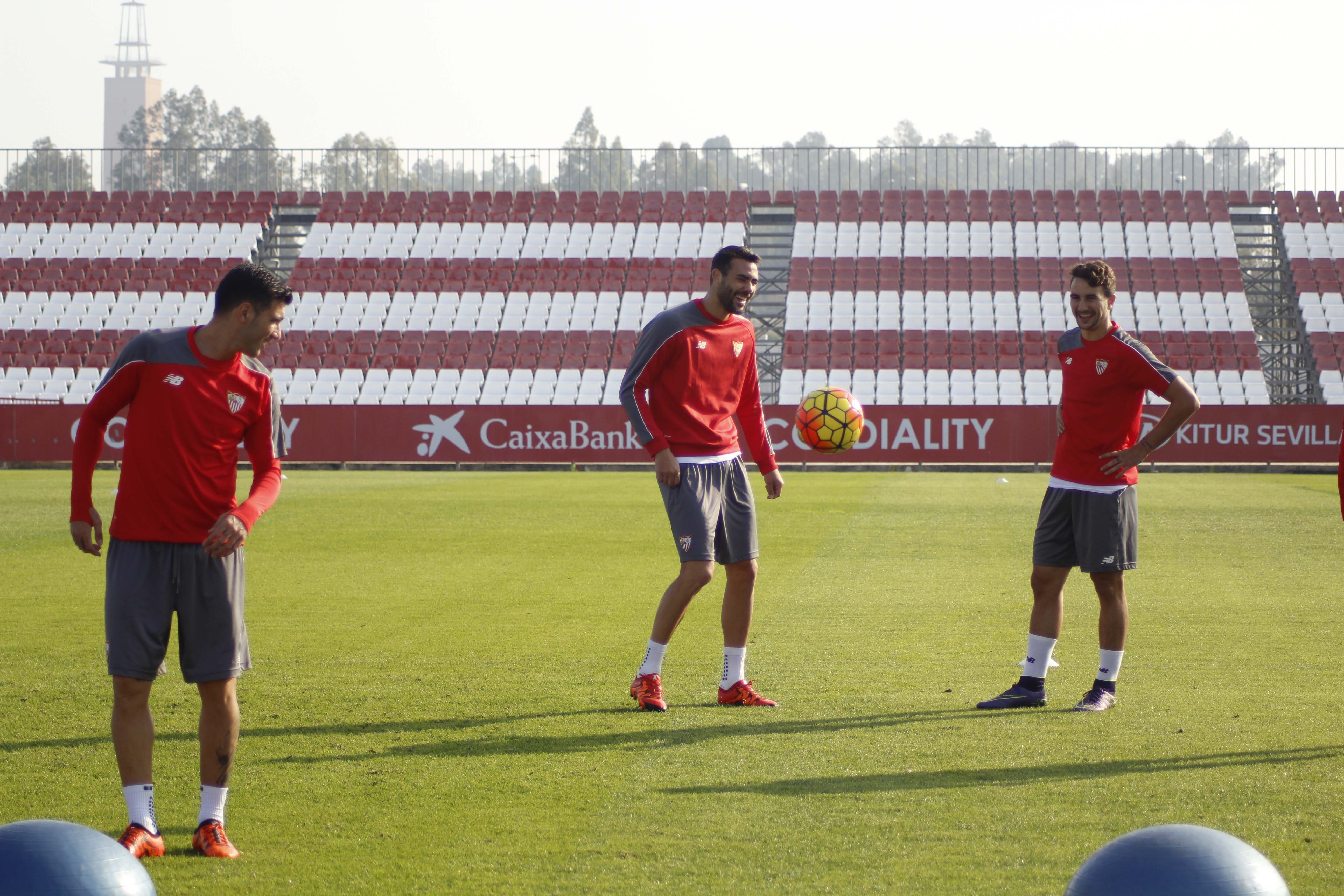 Jugadores del Sevilla FC en el entrenamiento