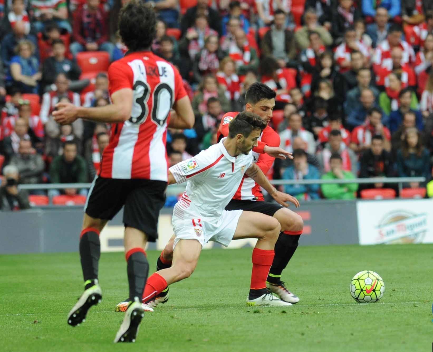 Juan Muñoz durante el Sevilla-Athletic de la jornada 38 de Liga.