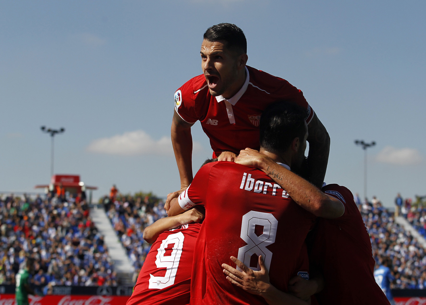 Vitolo celebrates a goal