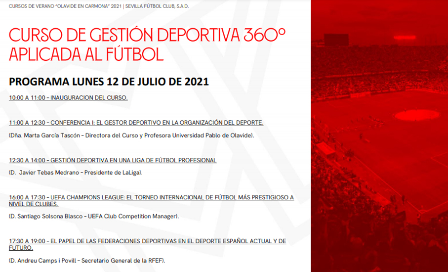 Primer día del Curso de Gestión Deportiva 360º aplicada al fútbol