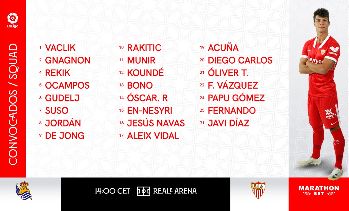 Sevilla FC squad for Real Sociedad