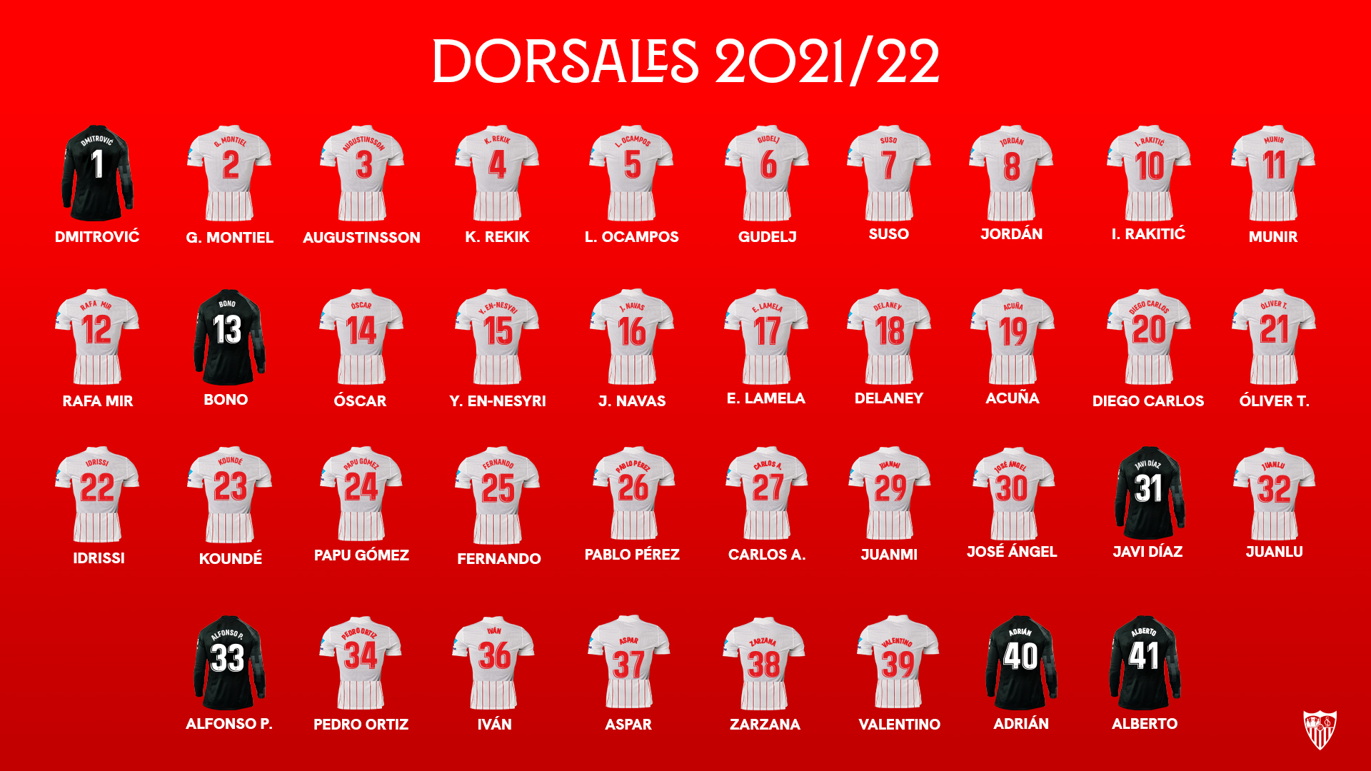 Dorsales 2021/22 del Sevilla FC