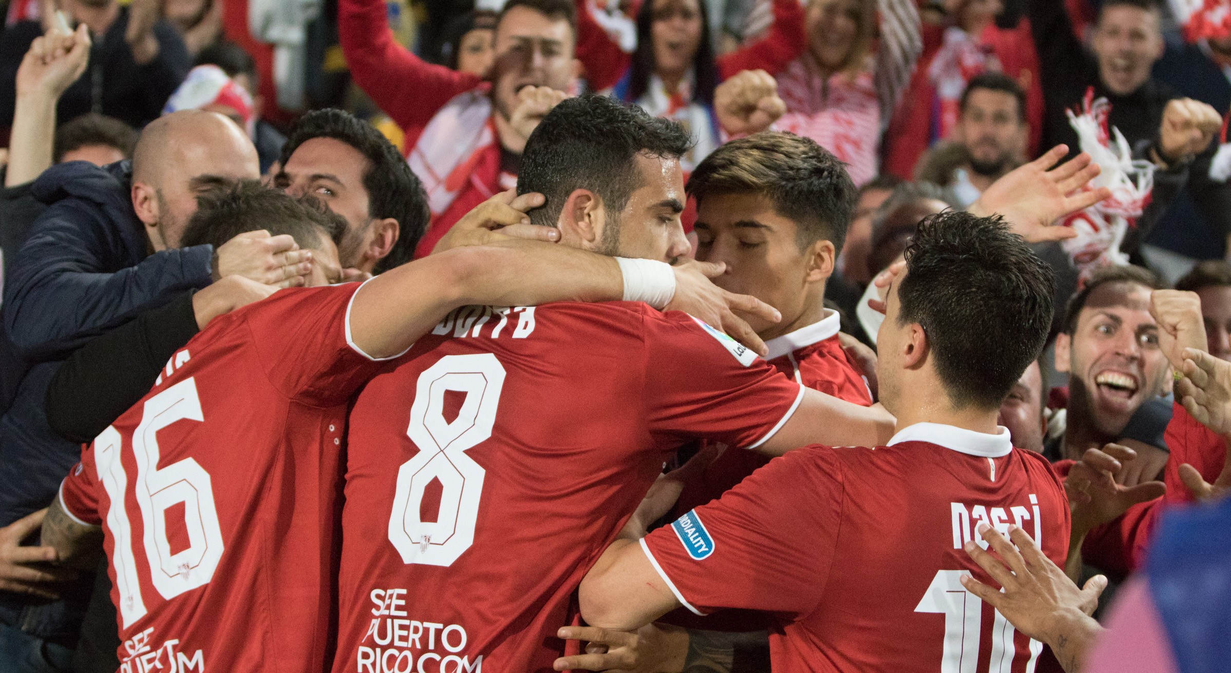 Celebración del gol del Sevilla FC en Las Palmas