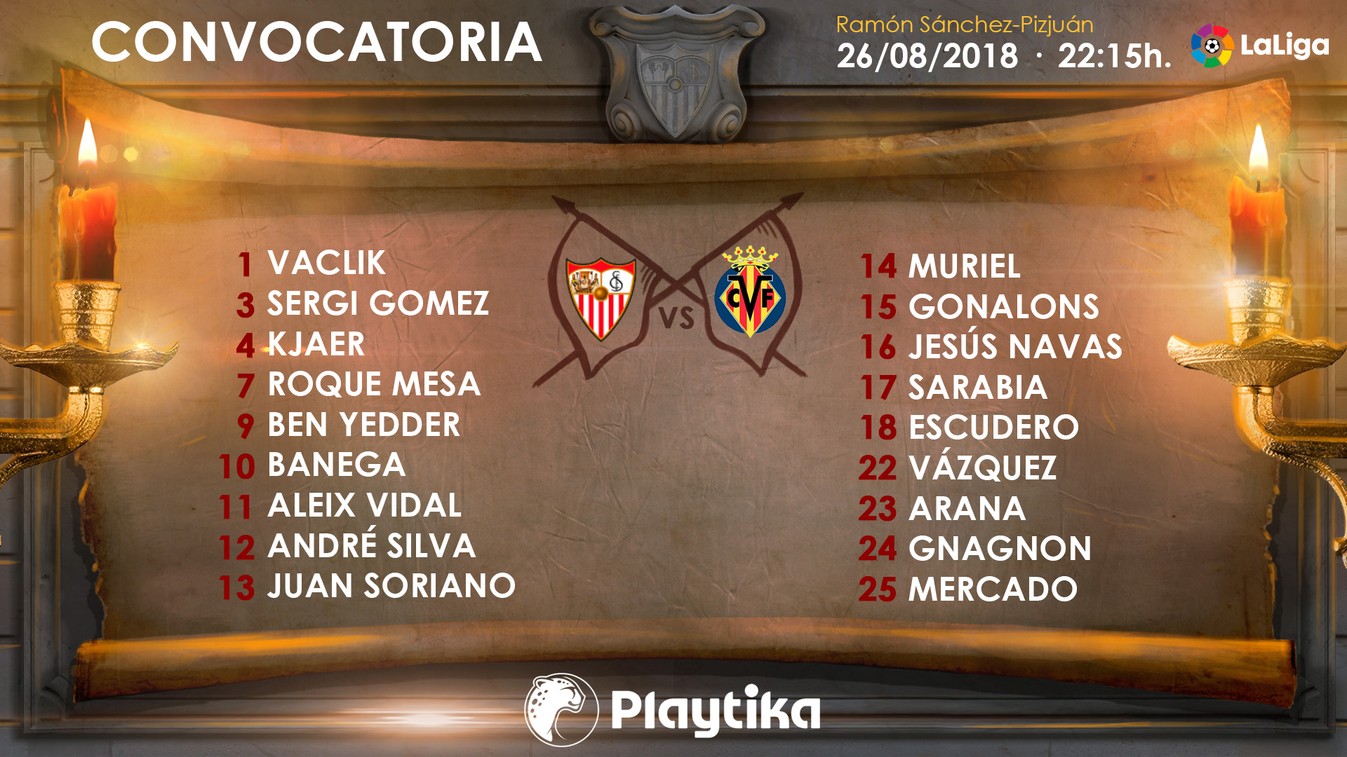 Lista de convocados del Sevilla FC ante el Villarreal CF