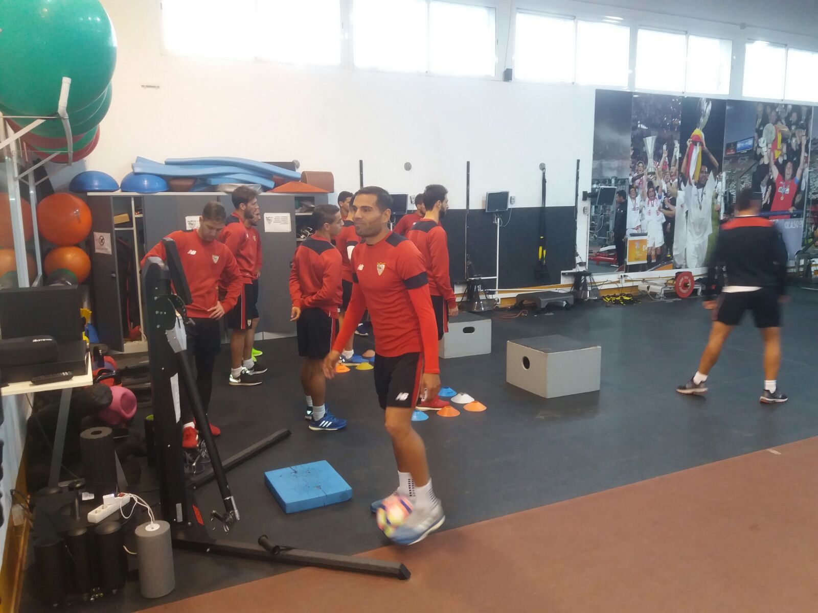 The players train in the gym