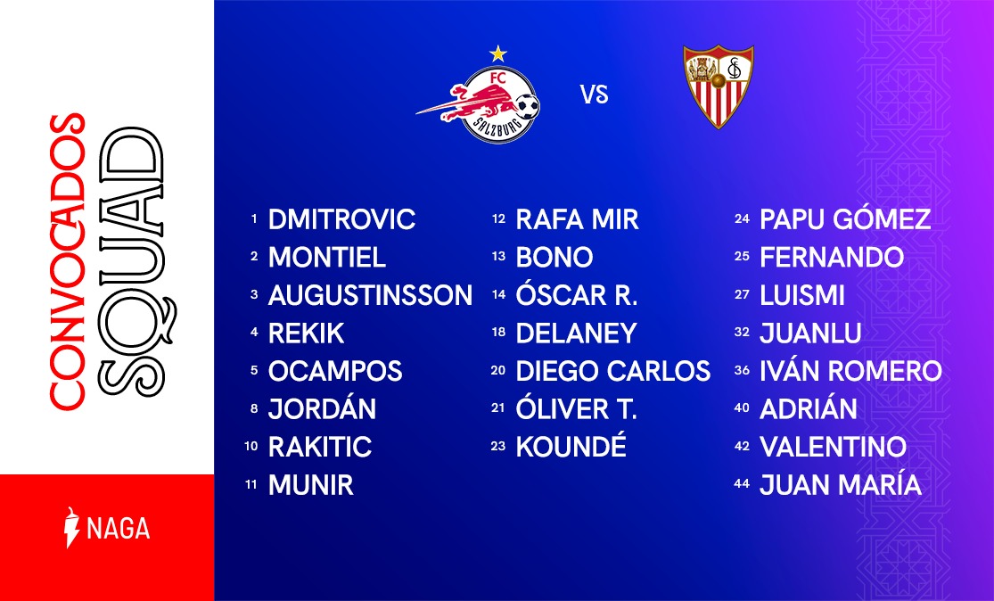 Squad list for FC Salzburg-Sevilla FC