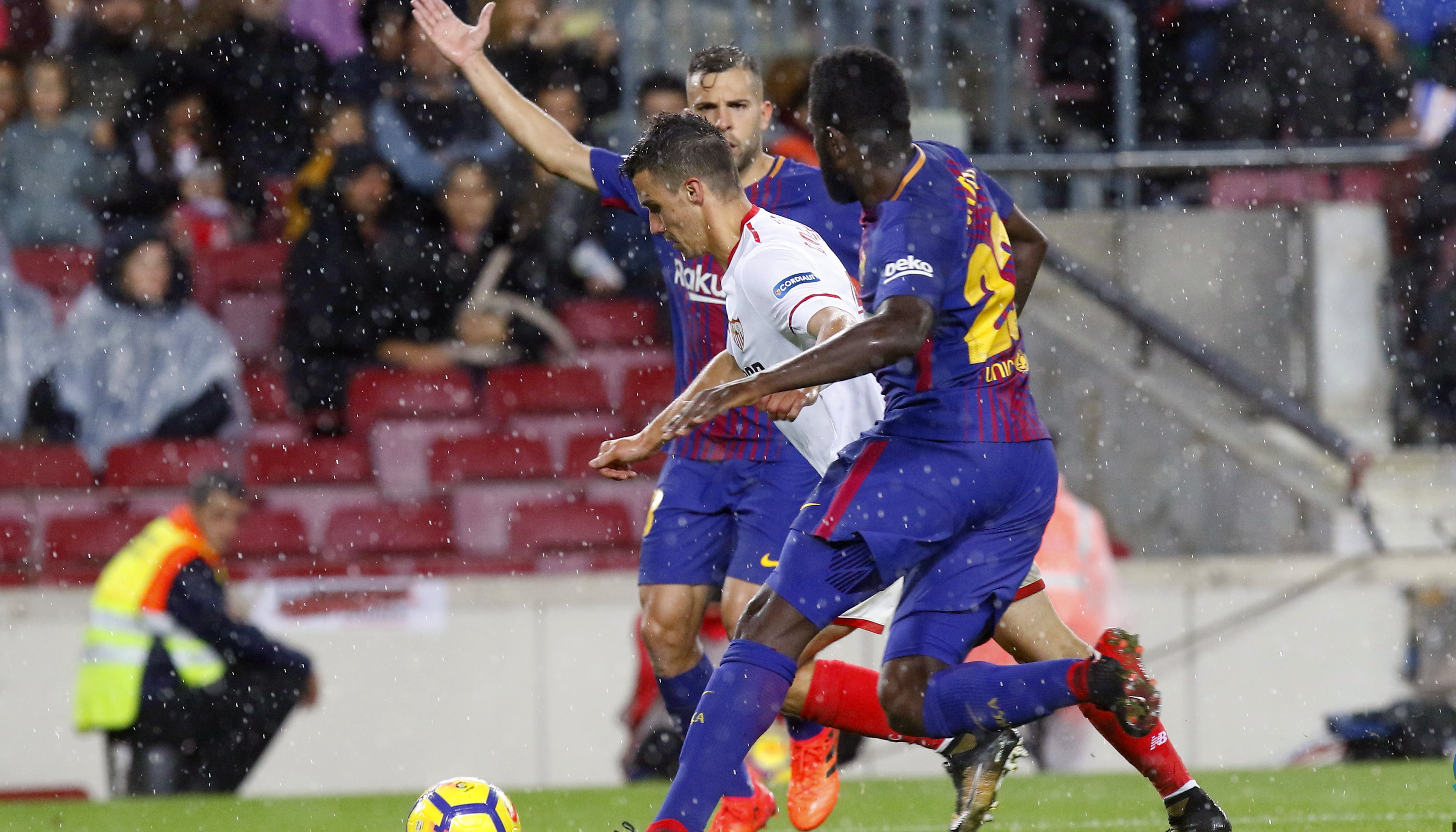 Corchia of Sevilla FC against Barcelona