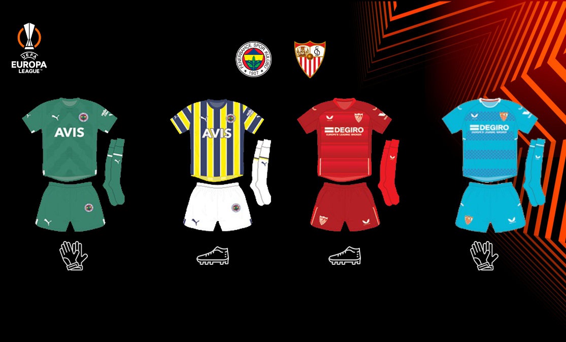 Equipaciones para el partido de UEFA Europa League entre el Fenerbahçe SK y el Sevilla FC