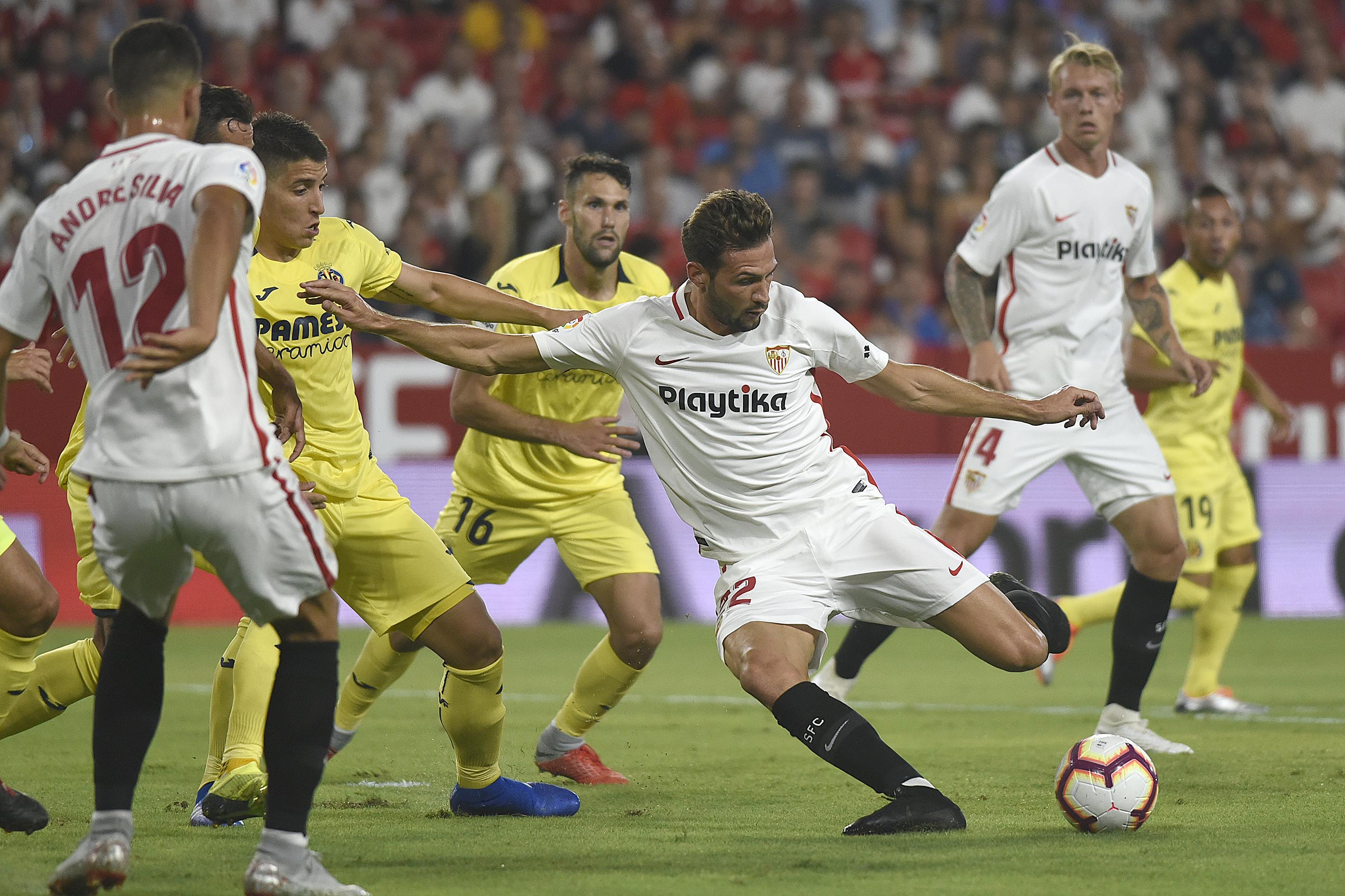 Franco Vázquez del Sevilla FC ante el Villarreal CF