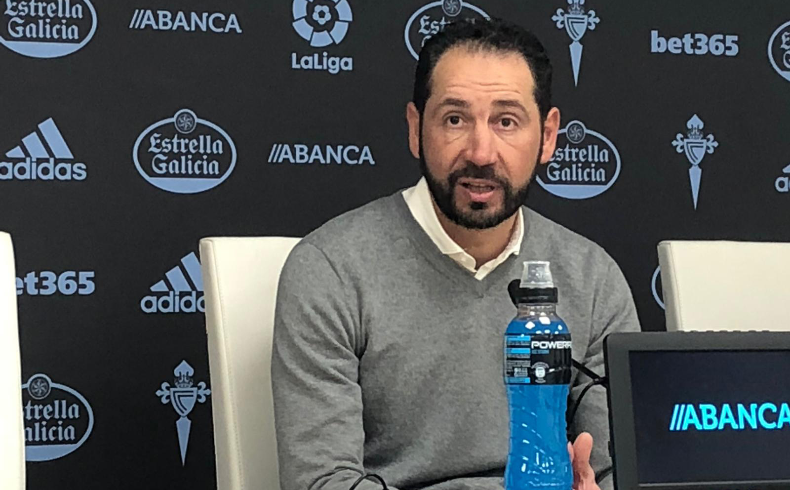 Pablo Machín during the press conference in Balaídos