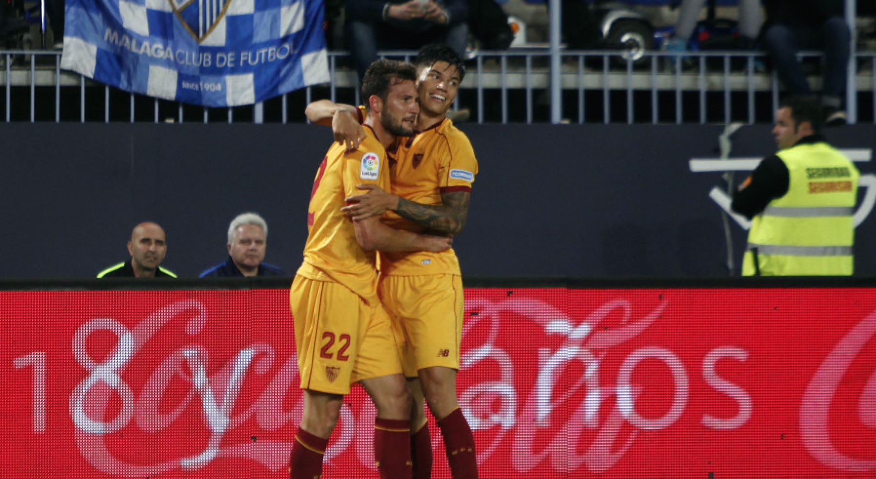 Franco Vázquez celebrates his goal against Málaga C.F.