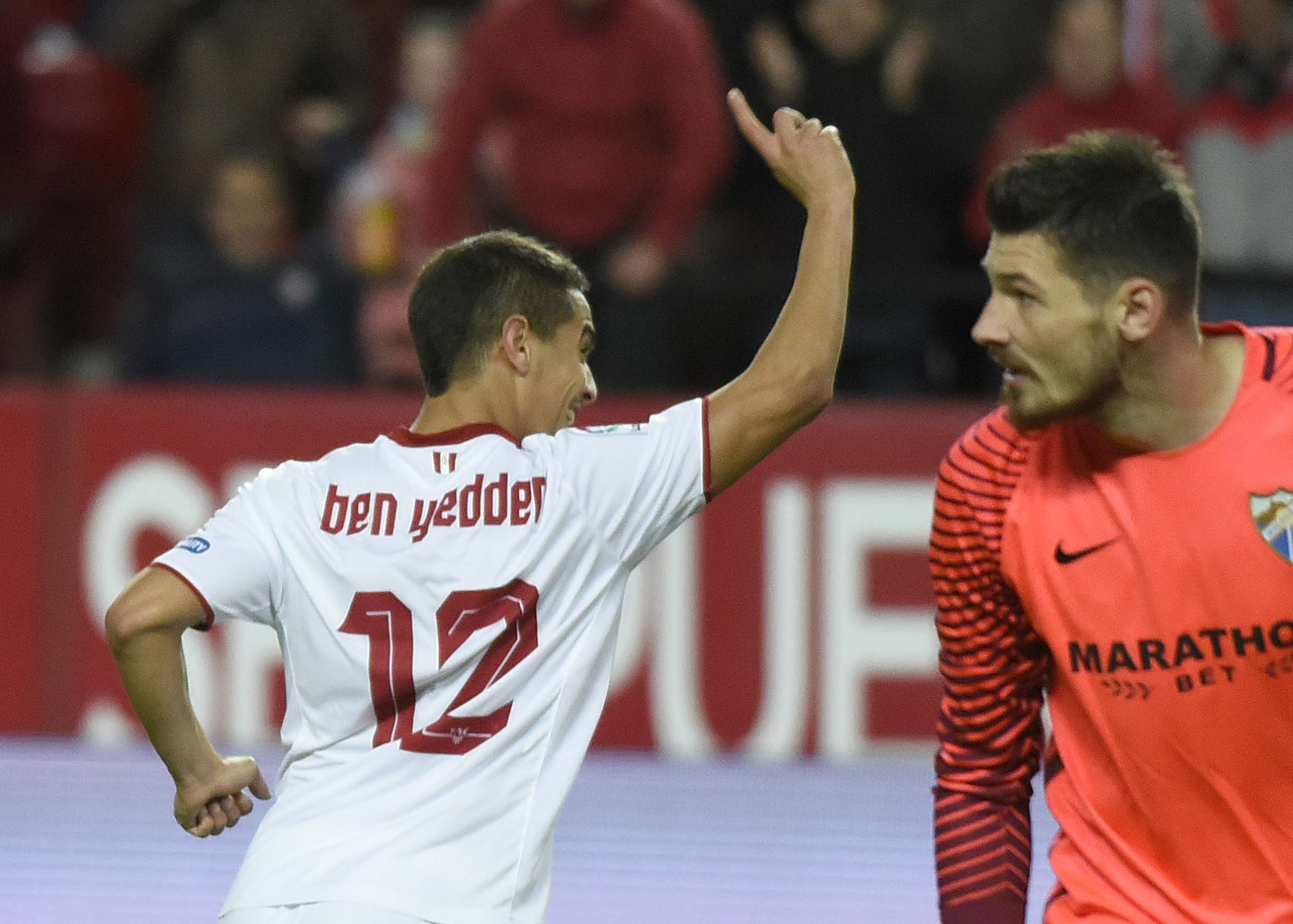 Ben Yedder celebrando un gol ante el Málaga