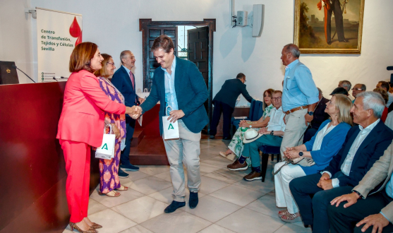 Pablo Blanco, en el acto de reconocimiento a los donantes de sangre.