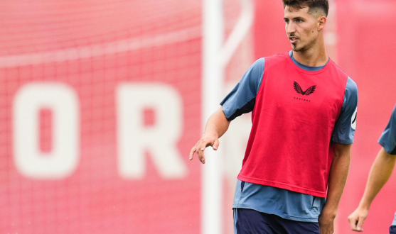 Pedro Ortiz, en un entrenamiento con el primer equipo