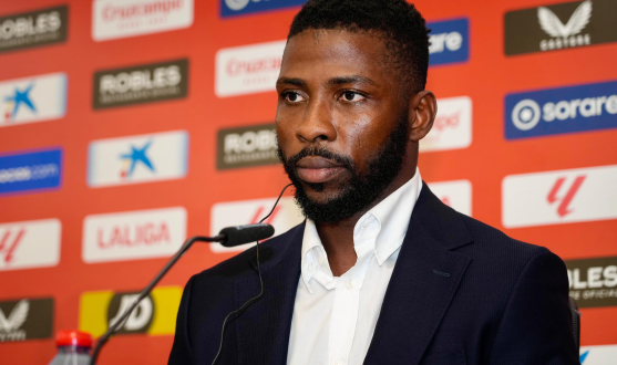 Imagen de Kelechi Iheanacho en su presentación como jugador del Sevilla FC