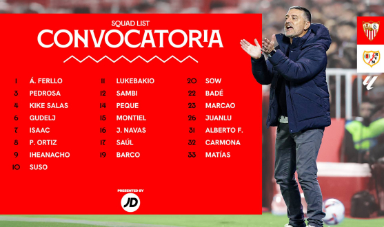 Lista de convocados del Sevilla FC ante el Rayo Vallecano