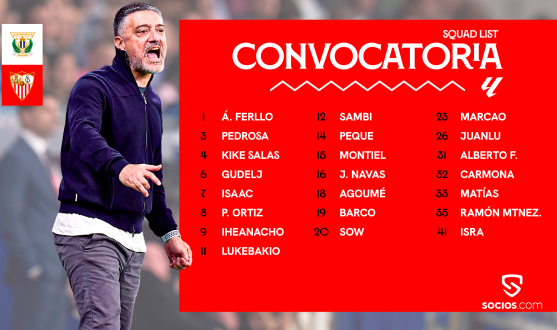 Convocatoria del Sevilla FC en su visita al CD Leganés