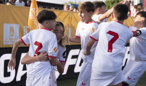 El Sevilla FC celebra un gol en LALIGA FC FUTURES Internacional