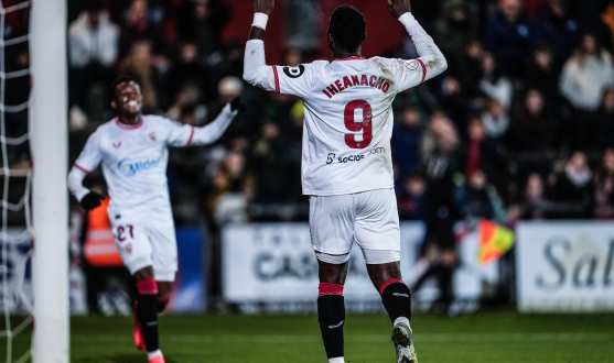 Iheanacho celebra su gol ante la UE Olot