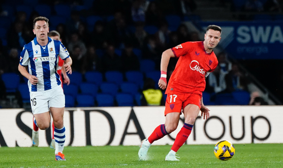 Saúl, en una imagen del encuentro ante la Real Sociedad