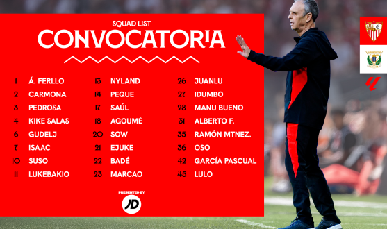 Convocatoria del Sevilla FC para recibir al Leganés