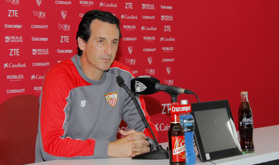Emery, en sala de prensa antes de viajar a Bilbao