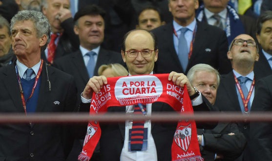 El presidente, en Varsovia donde el Sevilla FC conquistó su cuarta UEFA Europa League