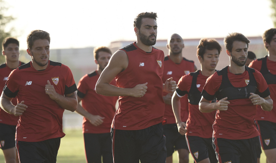 Imagen del entrenamiento del Sevilla FC del 7 de septiembre
