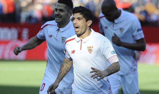 Celebración gol de Banega en el Sevilla FC-UD Las Palmas