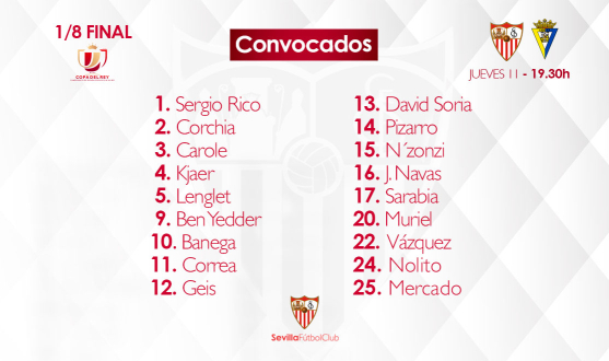 Lista de convocados ante el Cádiz CF