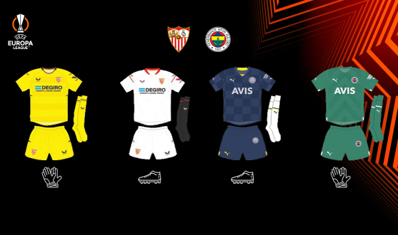 Equipaciones para el partido de UEFA Europa League entre el Sevilla FC y el Fenerbahçe SK