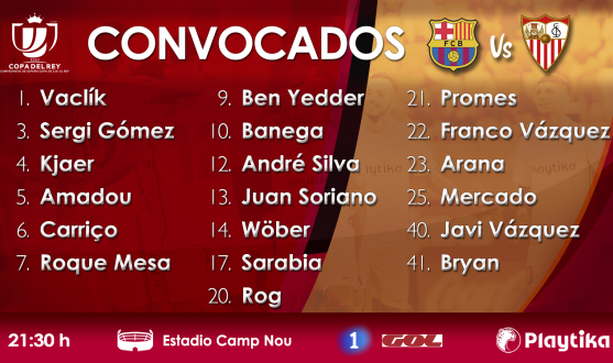 Squad for FC Barcelona-Sevilla FC
