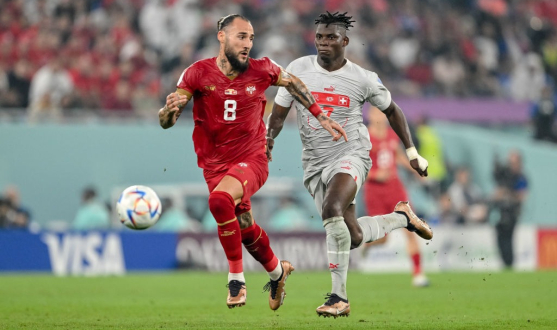Gudelj, en un encuentro con su selección Nemanja Gudelj, Sevilla FC y selección Serbia