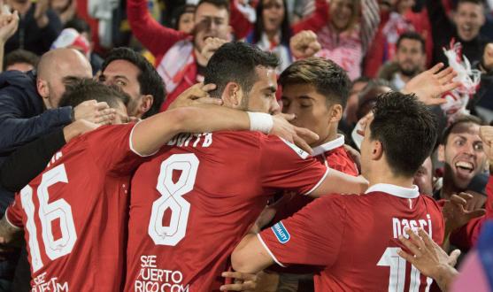 Celebración del gol del Sevilla FC en Las Palmas